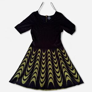 Whimsy Halloween Gabby Syke black dress green wavy stripesback zipper detail
